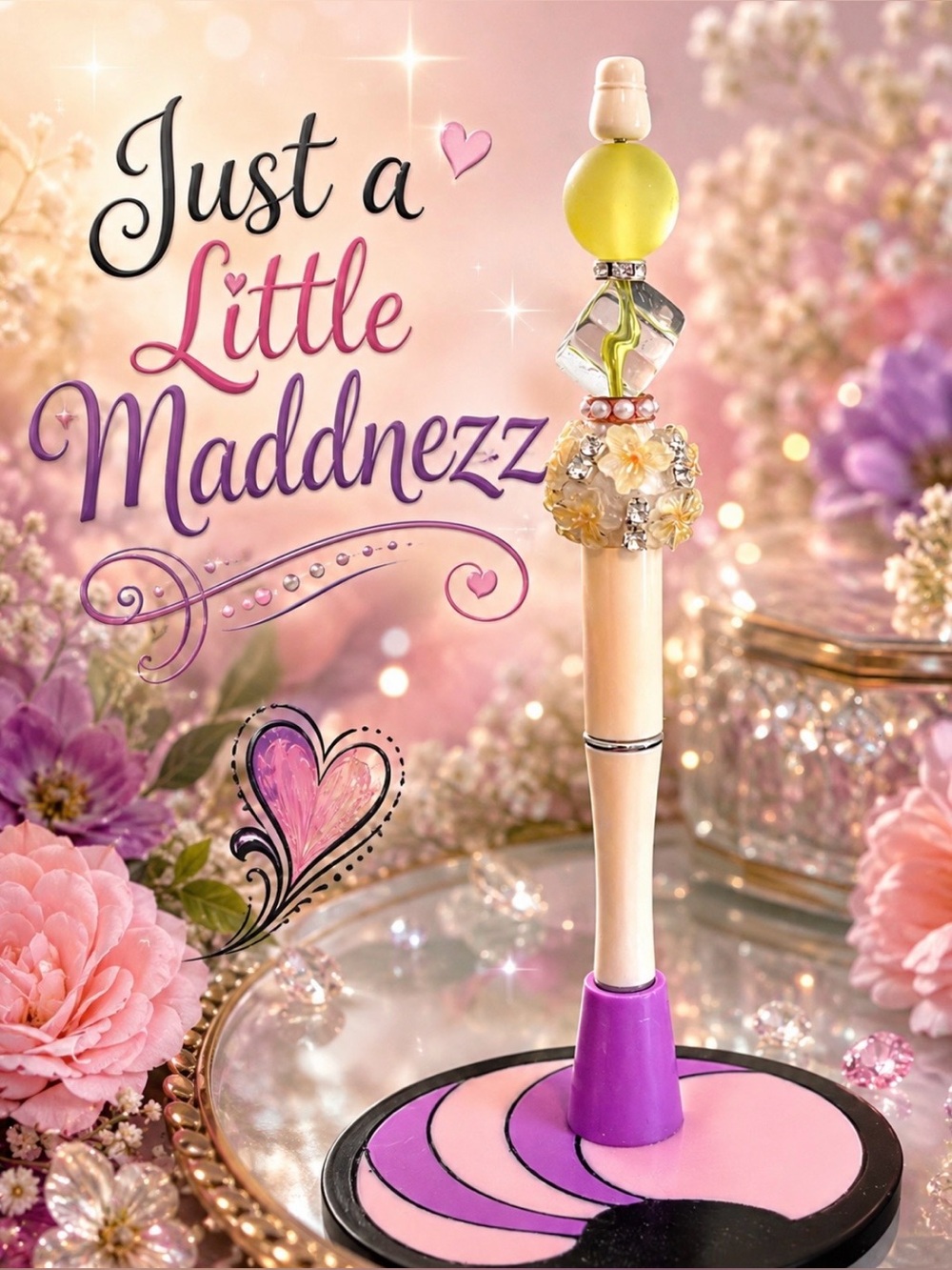 Just a Little Maddnezz Beaded Yellow Pen